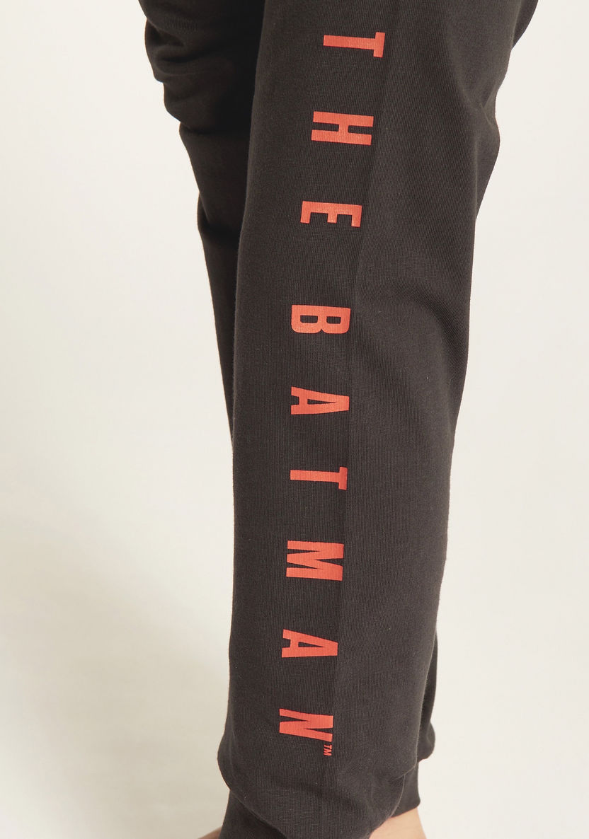 Batman Print Crew Neck T-shirt and Pyjama Set-Nightwear-image-3