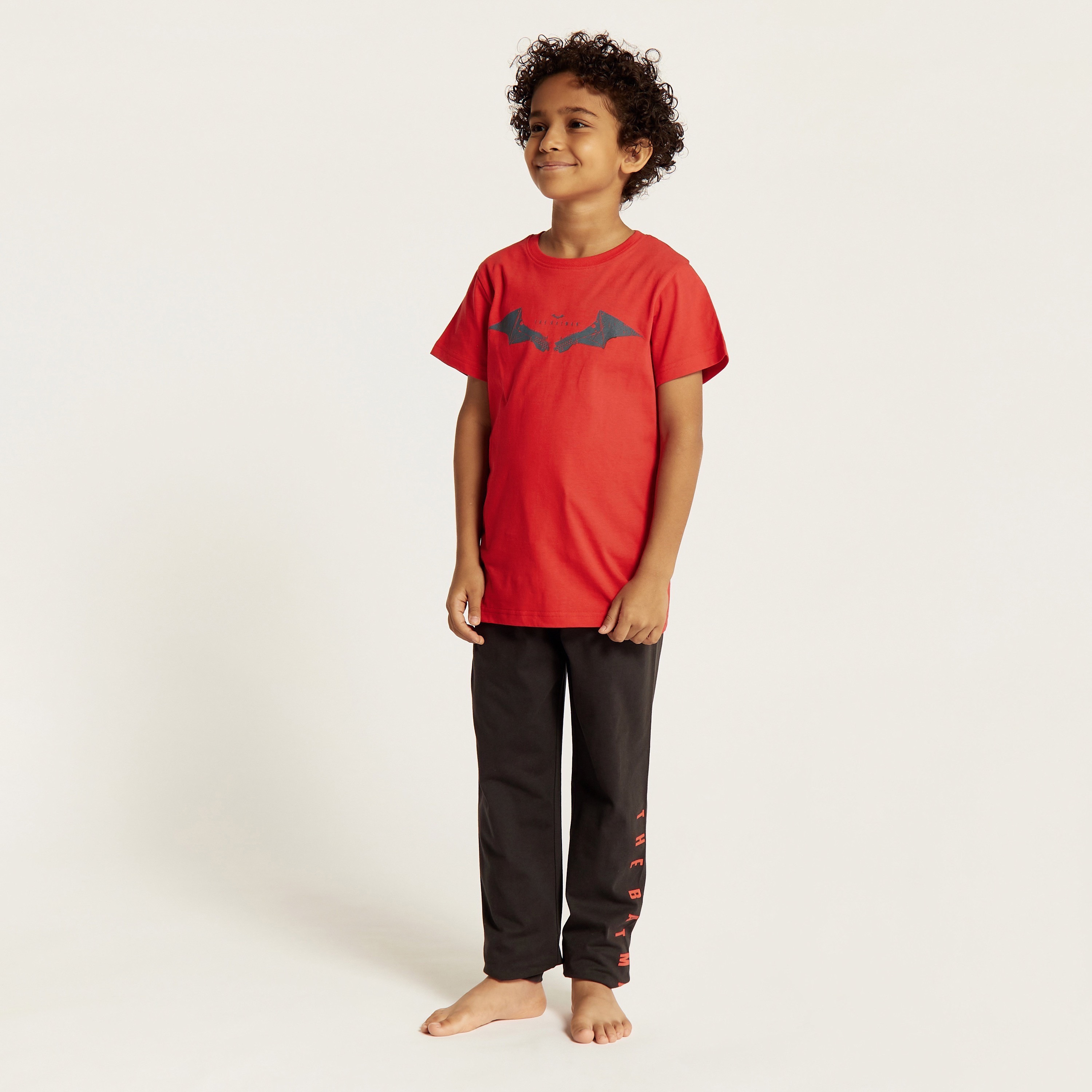 Batman Print Crew Neck T-shirt and Pyjama Set-boys-clothing-nightwear-image-6