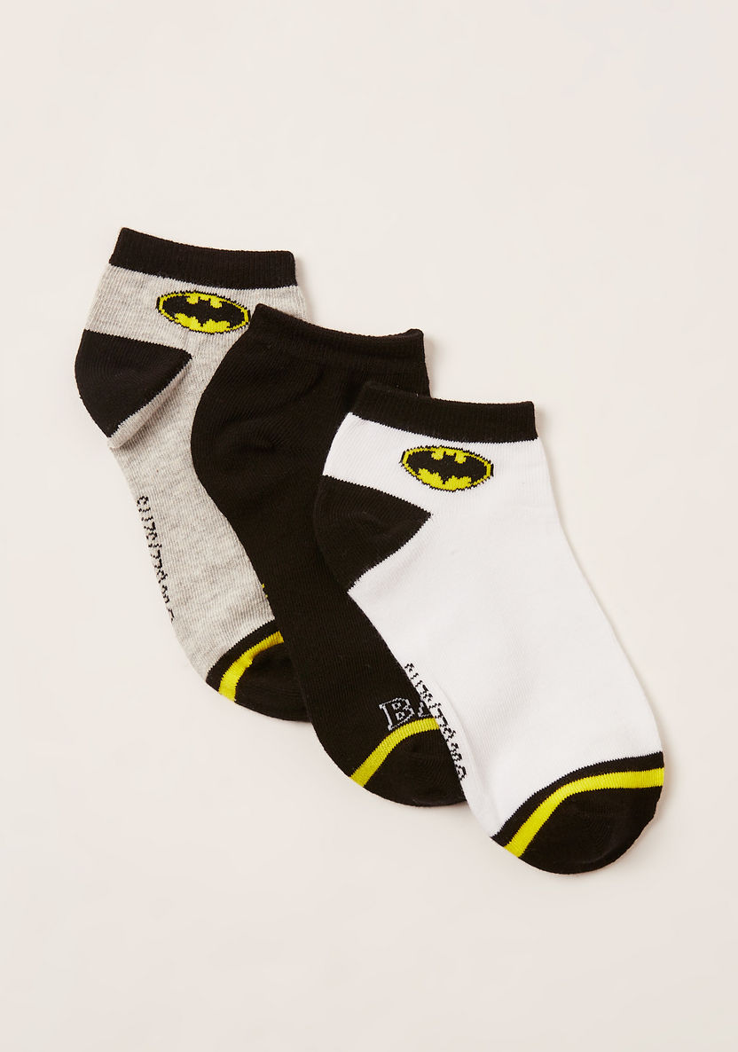 Batman Print Ankle Length Socks - Set of 3-Socks-image-1