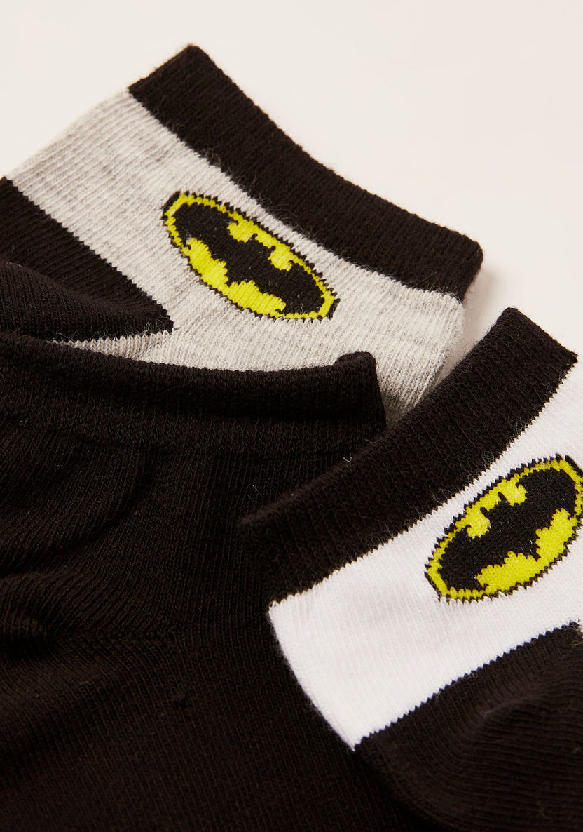 Batman Print Ankle Length Socks - Set of 3-Socks-image-2
