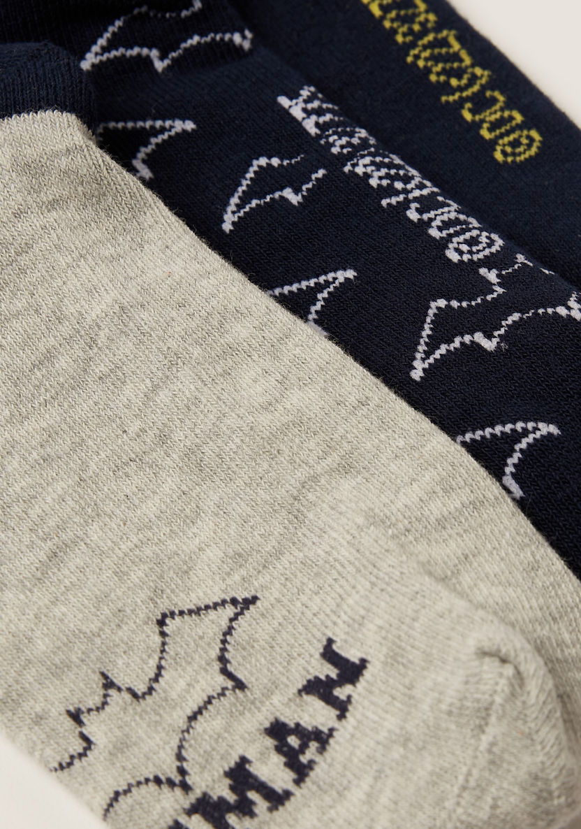 Batman Print Ankle Length Socks - Set of 3-Socks-image-3