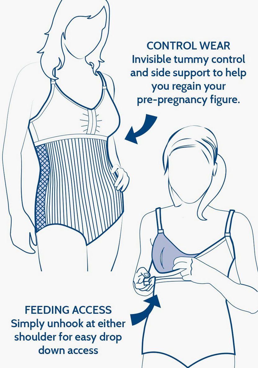 JoJo Maman Bebe Striped Postnatal Support and Nursing Swimsuit-Swimwear-image-5