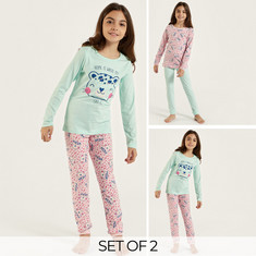 Juniors Long Sleeve T-shirt and Pyjamas - Set of 2