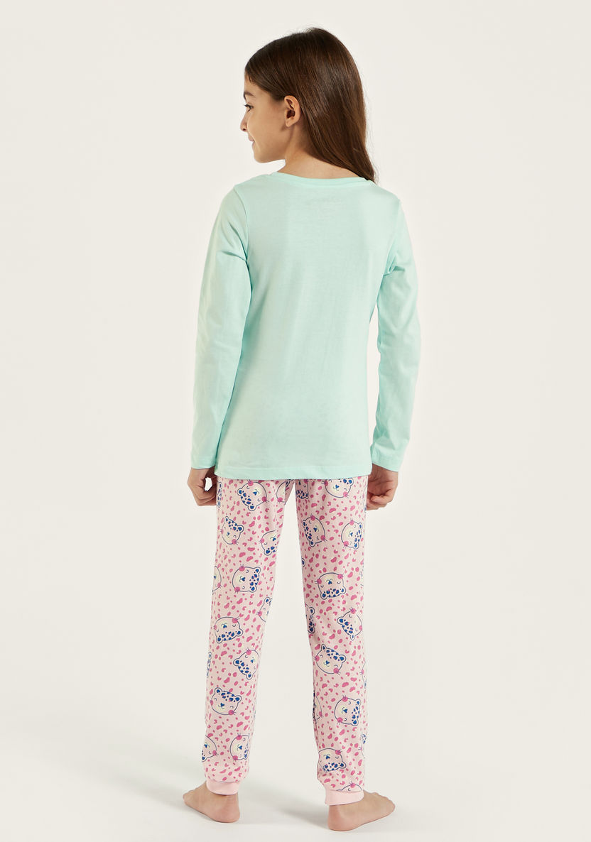 Juniors Long Sleeve T-shirt and Pyjamas - Set of 2-Nightwear-image-4