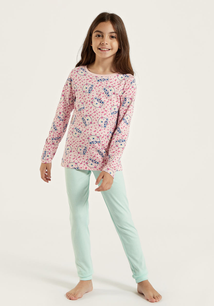 Juniors Long Sleeve T-shirt and Pyjamas - Set of 2-Nightwear-image-5