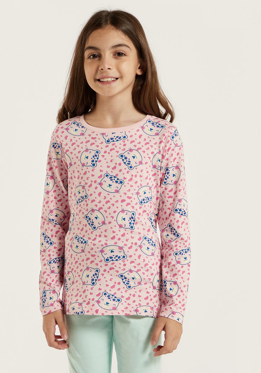 Juniors Long Sleeve T-shirt and Pyjamas - Set of 2-Nightwear-image-6
