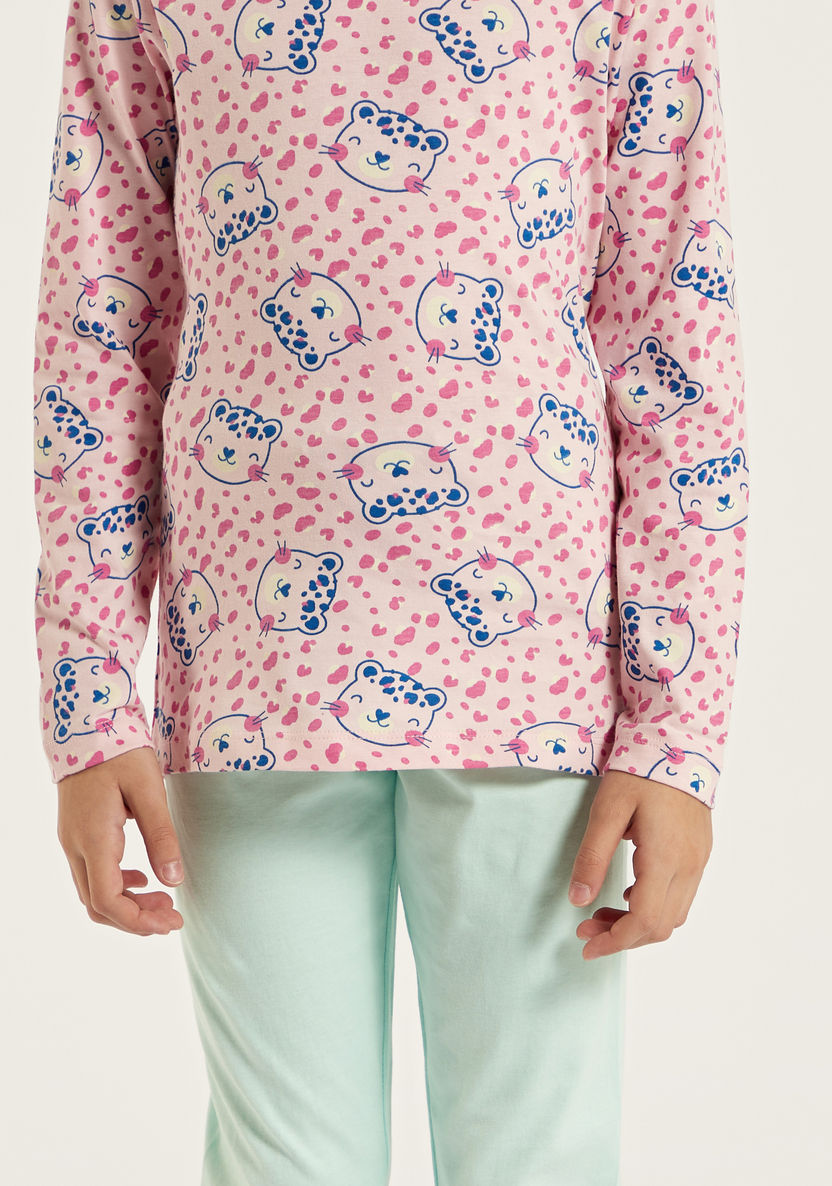 Juniors Long Sleeve T-shirt and Pyjamas - Set of 2-Nightwear-image-8