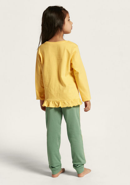 Juniors Floral Print Long Sleeve T-shirt and Pyjama Set-Nightwear-image-4
