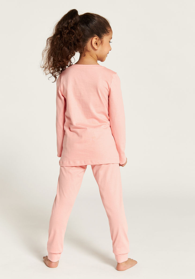 Juniors Floral Print Long Sleeves T-shirt and Pyjama Set-Multipacks-image-4
