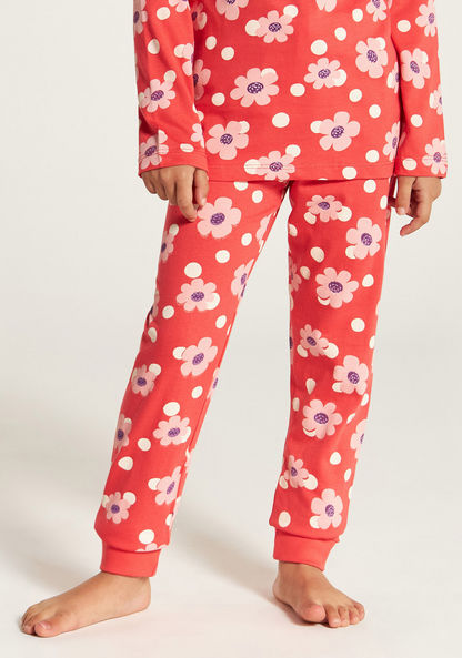 Juniors Floral Print Long Sleeves T-shirt and Pyjama Set