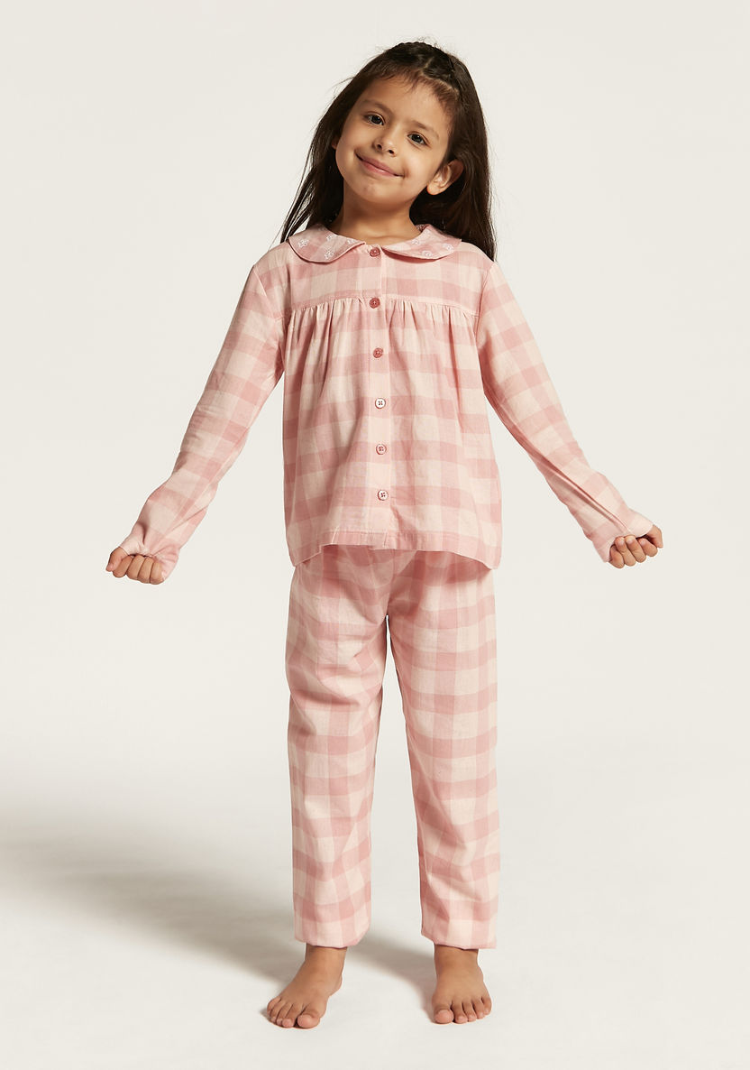 Juniors Checked Long Sleeve Shirt and Pyjama Set-Nightwear-image-0