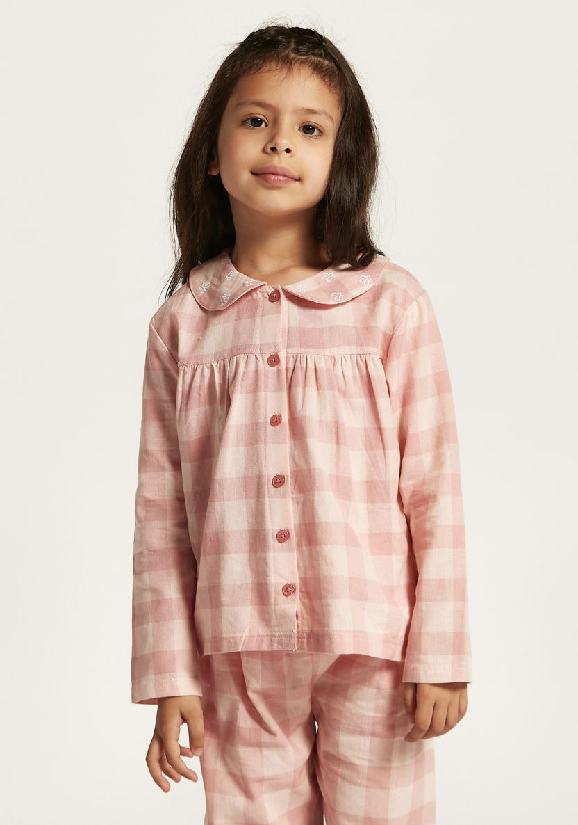 Juniors Checked Long Sleeve Shirt and Pyjama Set-Nightwear-image-1