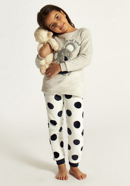 Juniors Koala Bear Round Neck T-shirt and Printed Pyjama Set