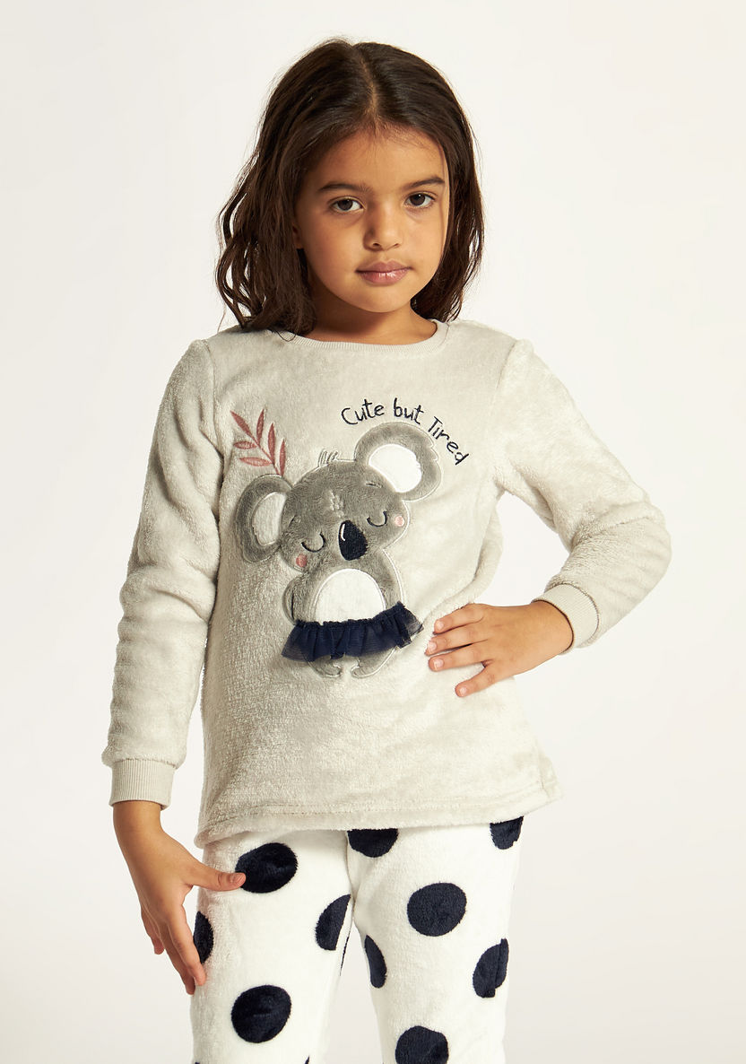 Juniors Koala Bear Round Neck T-shirt and Printed Pyjama Set-Nightwear-image-1