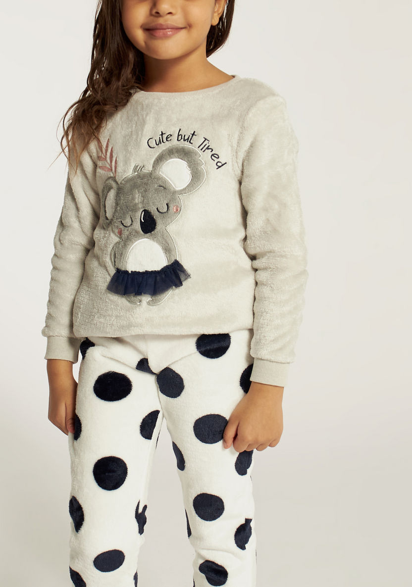Juniors Koala Bear Round Neck T-shirt and Printed Pyjama Set-Nightwear-image-3