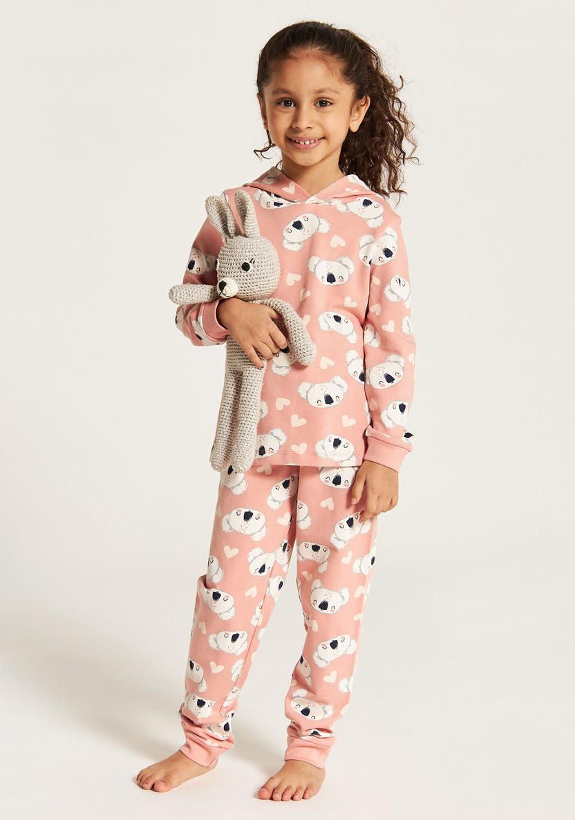 Juniors Koala Print Hooded T-shirt and Pyjama Set-Nightwear-image-0