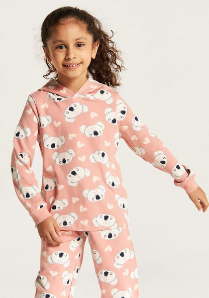 Juniors Koala Print Hooded T-shirt and Pyjama Set