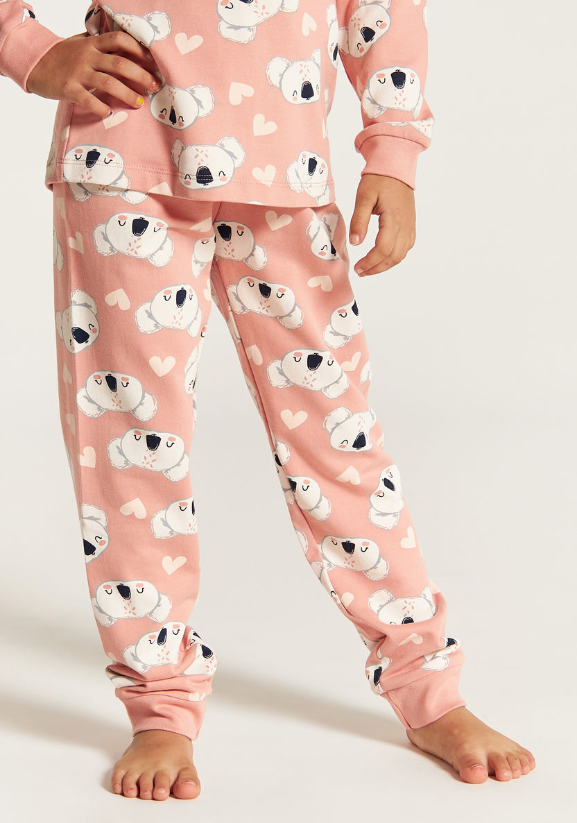Juniors Koala Print Hooded T-shirt and Pyjama Set-Nightwear-image-3