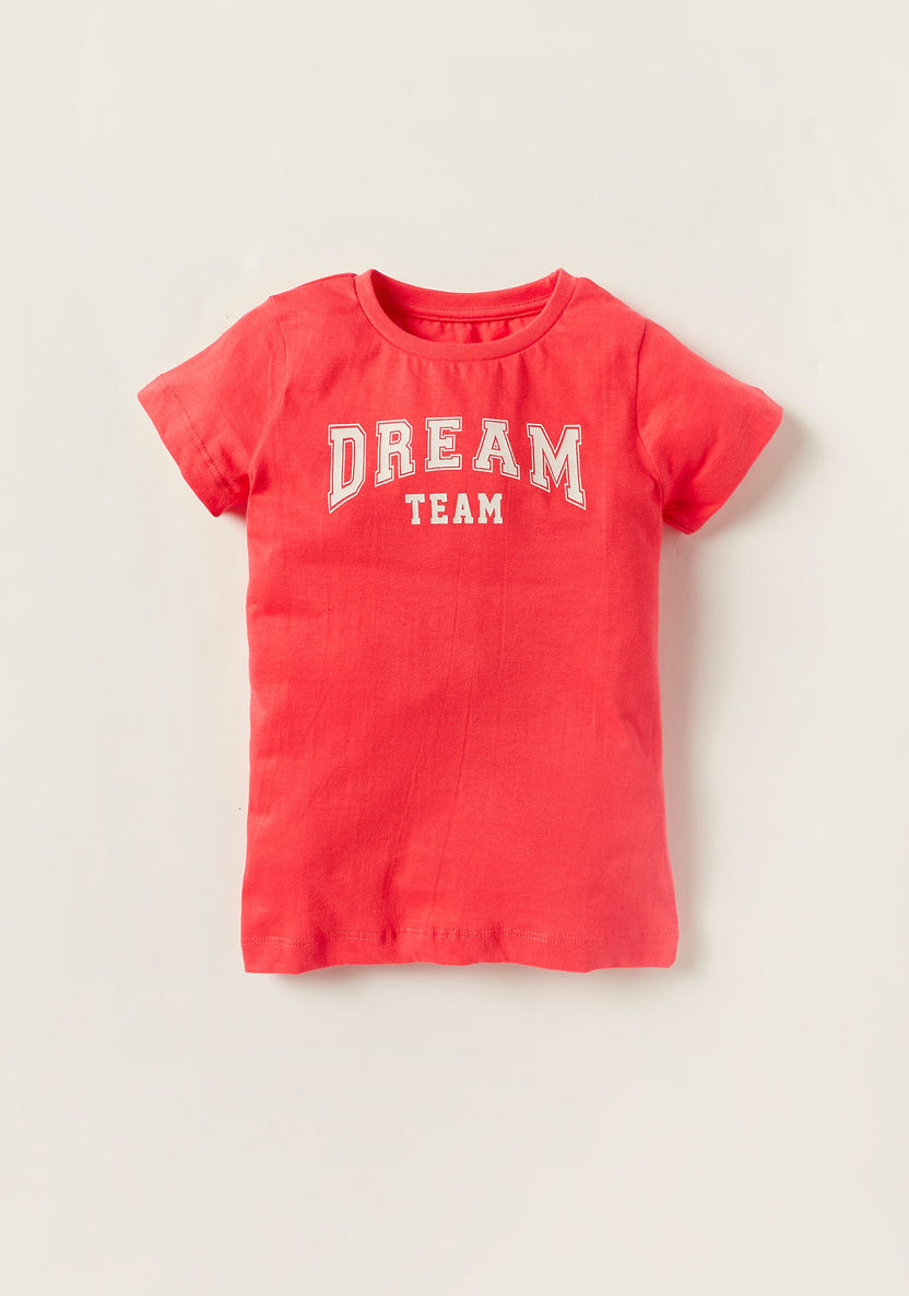 Juniors Printed Crew Neck T-shirt and Shorts Set-Pyjama Sets-image-2