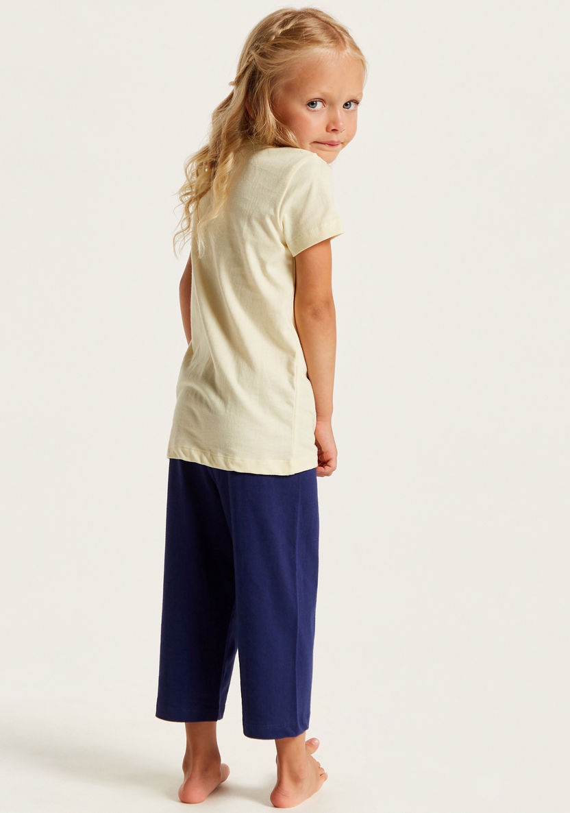 Juniors Printed Crew Neck T-shirt and Pyjama Set-Pyjama Sets-image-4