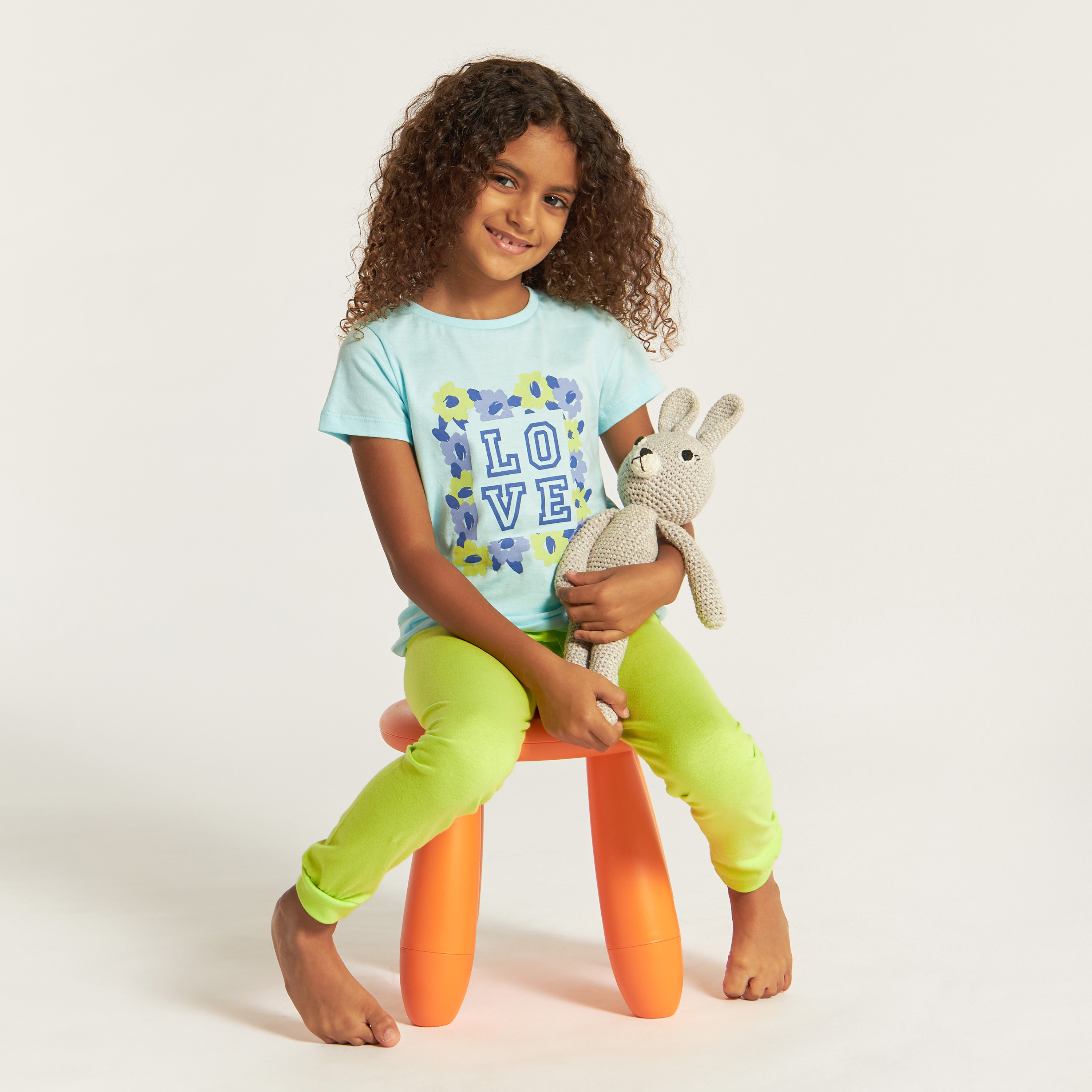 Juniors Printed Short Sleeve T-shirt and Pyjama Set-girls-clothing-nightwear-image-1