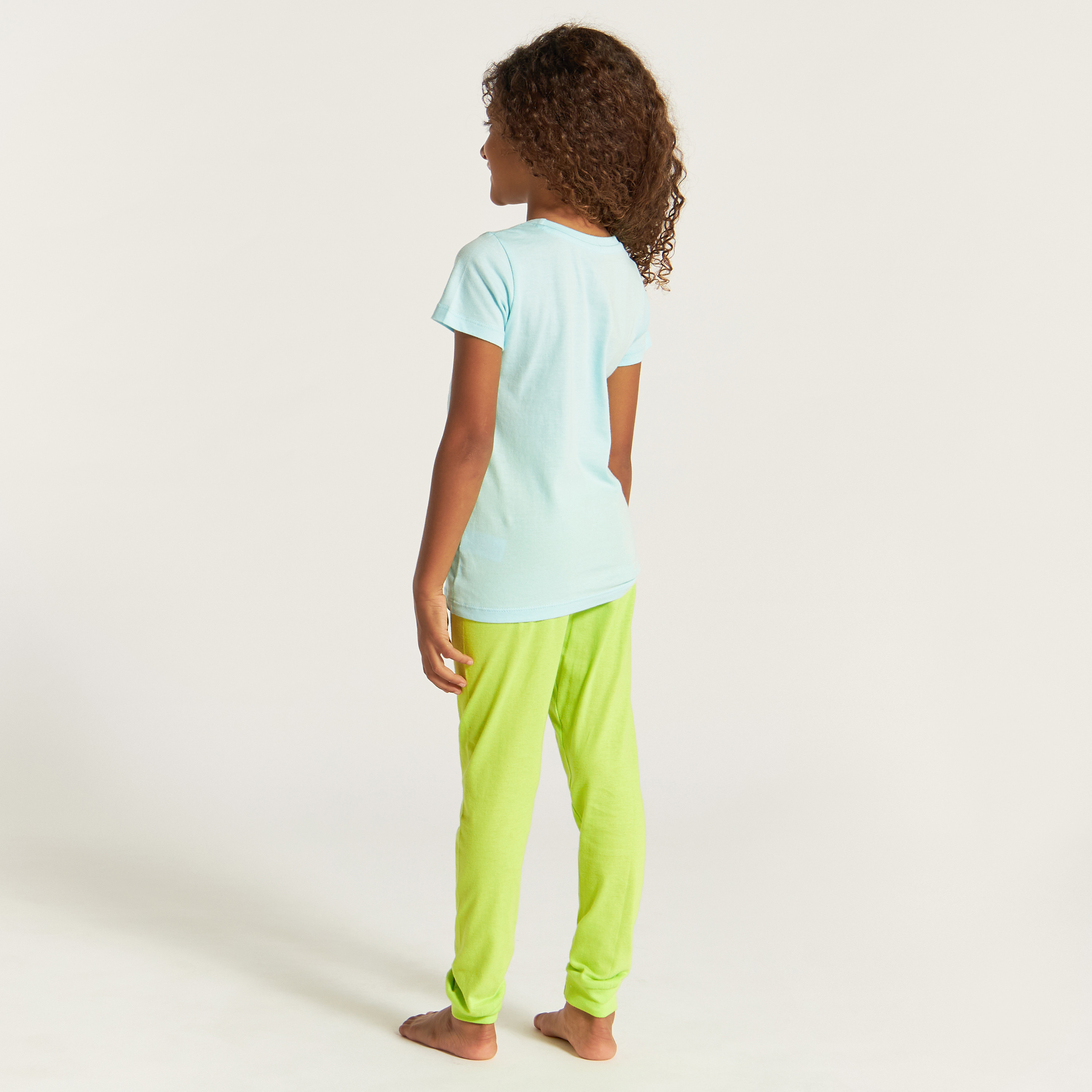 Juniors Printed Short Sleeve T-shirt and Pyjama Set-girls-clothing-nightwear-image-5