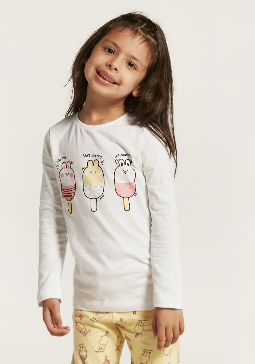 Juniors Printed Long Sleeve T-shirt and Pyjama Set-Nightwear-image-1
