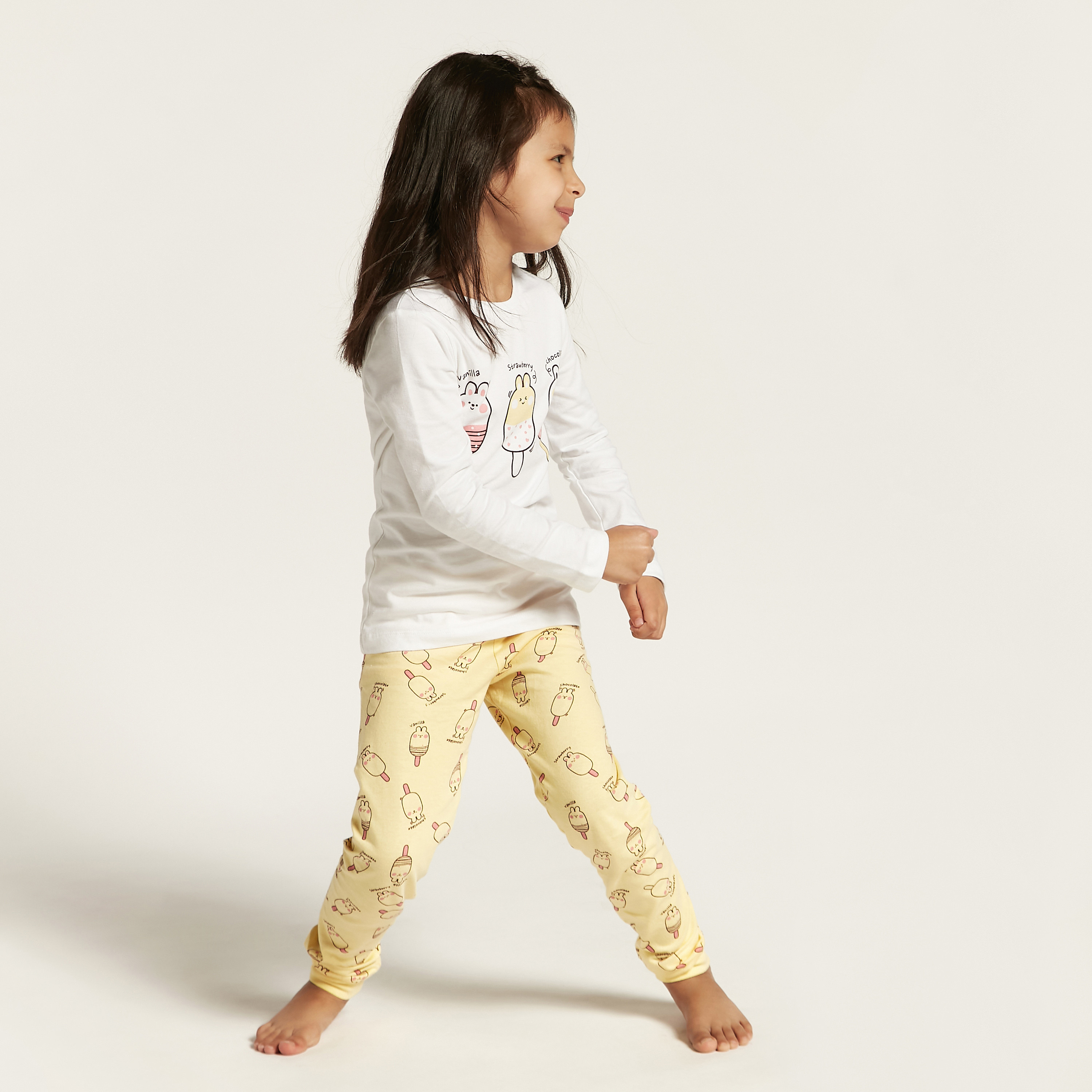 Juniors Printed Long Sleeve T-shirt and Pyjama Set-girls-clothing-nightwear-image-4