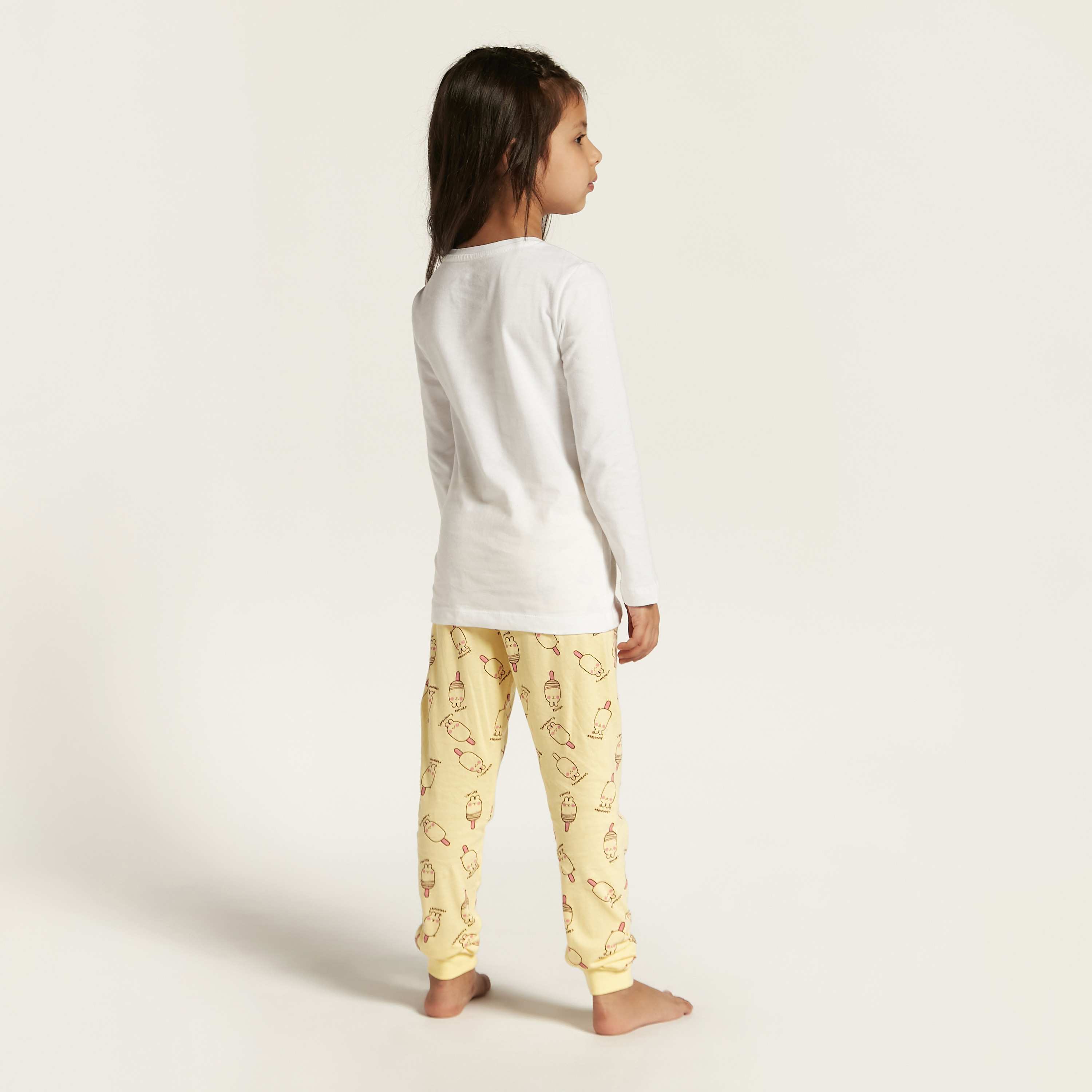 Juniors Printed Long Sleeve T-shirt and Pyjama Set-girls-clothing-nightwear-image-5