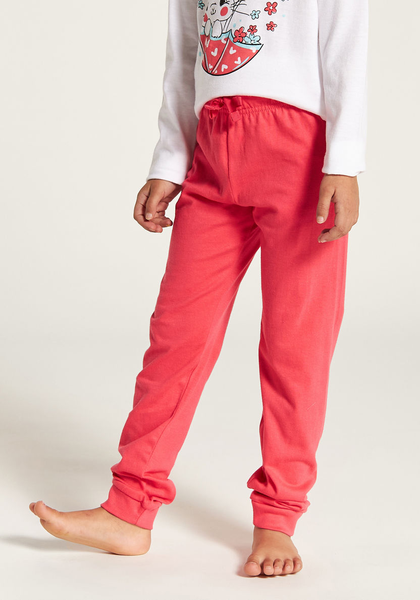 Juniors Printed Long Sleeve T-shirt and Pyjama Set-Nightwear-image-3