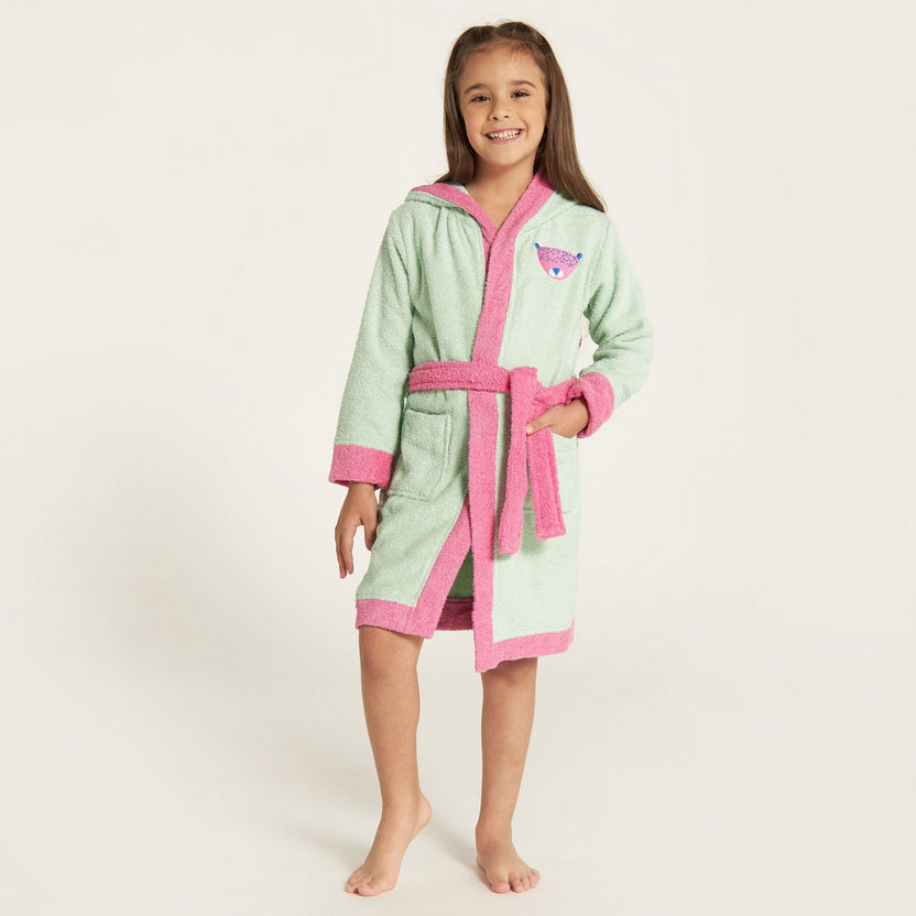 Juniors Textured Bathrobe with Belt Tie-Ups and Hood-Towels and Flannels-image-0