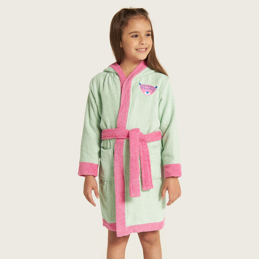 Juniors Textured Bathrobe with Belt Tie-Ups and Hood-Towels and Flannels-image-1