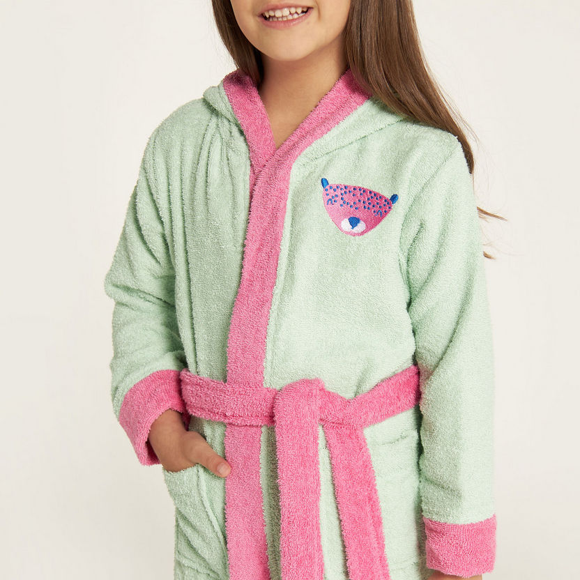 Juniors Textured Bathrobe with Belt Tie-Ups and Hood-Towels and Flannels-image-2