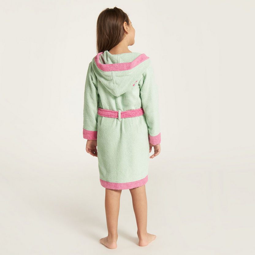 Juniors Textured Bathrobe with Belt Tie-Ups and Hood-Towels and Flannels-image-3