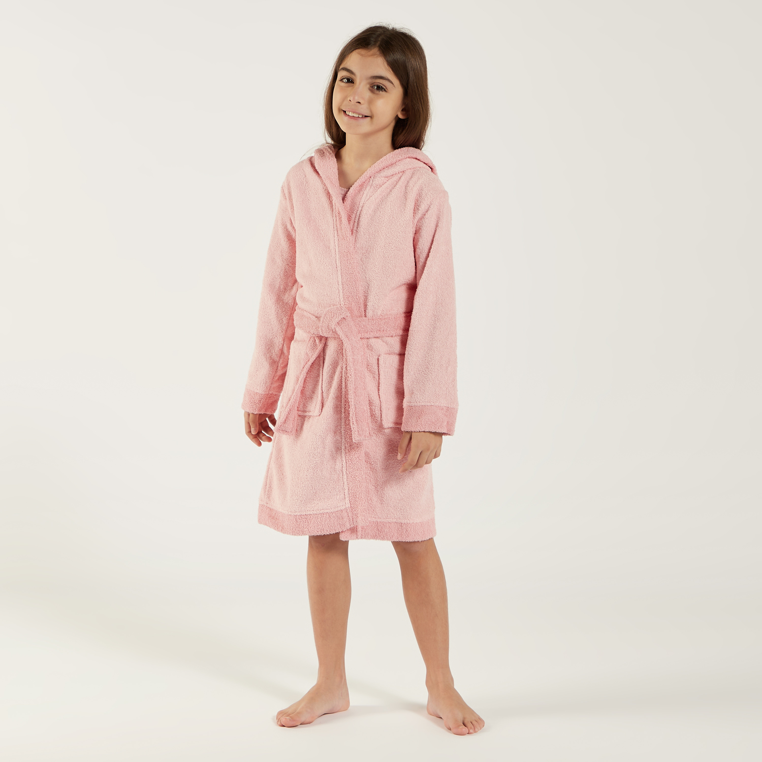 Juniors Textured Bathrobe with Hood and Belt Tie-Ups-baby-bathandcare-towels-image-1