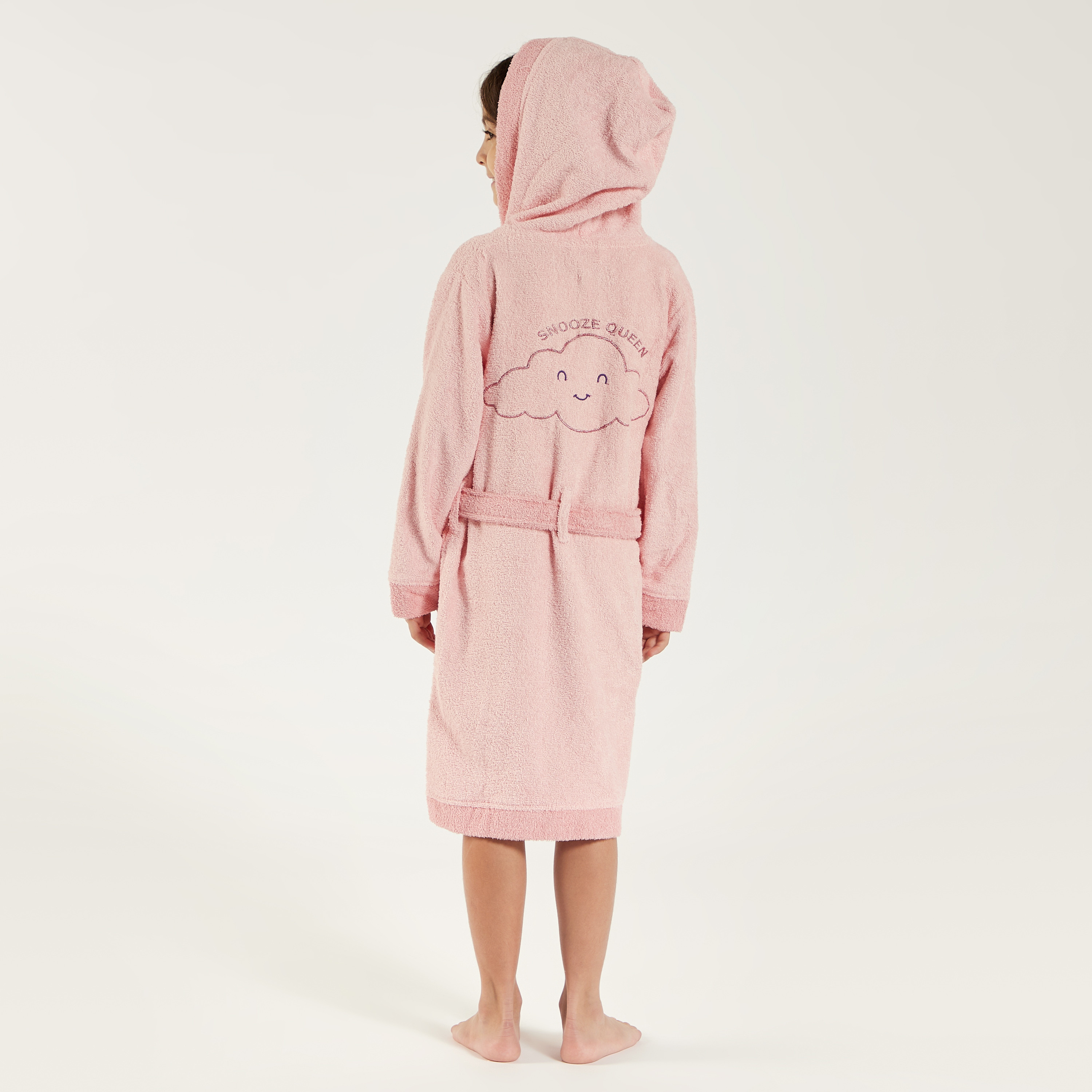 Juniors Textured Bathrobe with Hood and Belt Tie-Ups-baby-bathandcare-towels-image-5