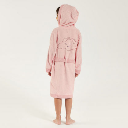 Juniors Textured Bathrobe with Hood and Belt Tie-Ups-Towels and Flannels-image-4