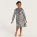Juniors Textured Night Dress with Hood and Long Sleeves-Nightwear-thumbnail-0
