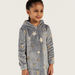 Juniors Textured Night Dress with Hood and Long Sleeves-Nightwear-thumbnail-2