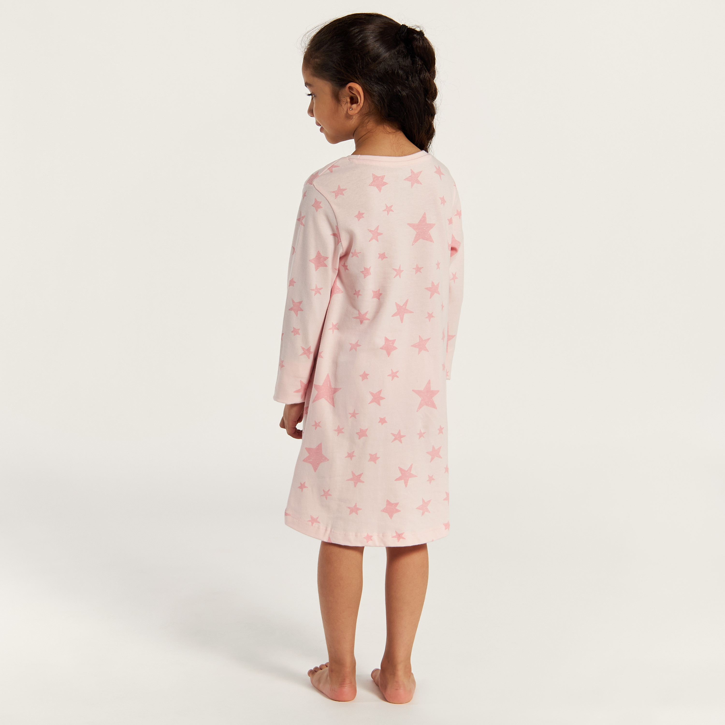 Juniors Printed Round Neck Nightdress - Set of 2-girls-clothing-nightwear-image-6