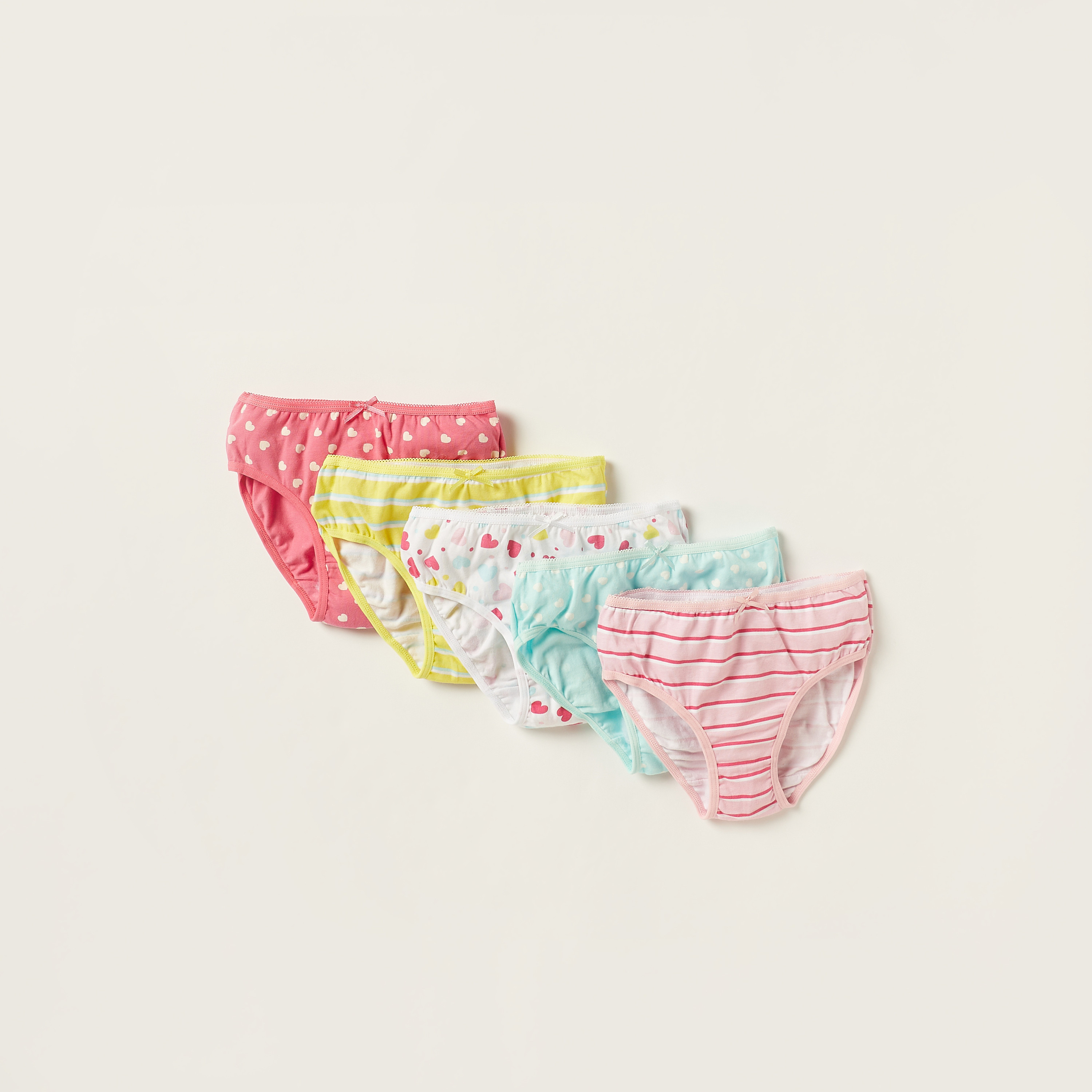 Juniors Printed Briefs with Elasticated Waistband - Set of 5-girls-clothing-multipacks-image-1