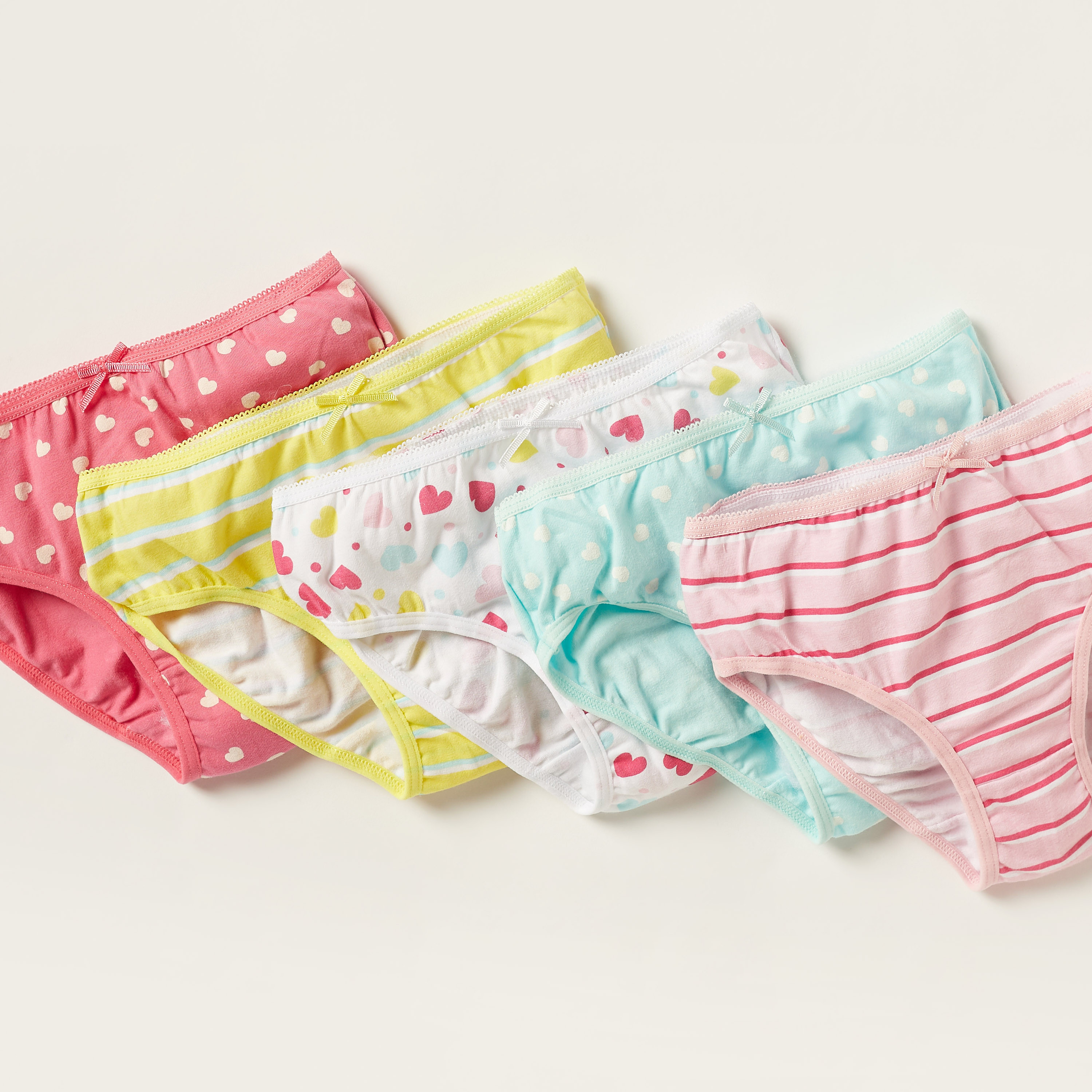 Juniors Printed Briefs with Elasticated Waistband - Set of 5-girls-clothing-multipacks-image-2
