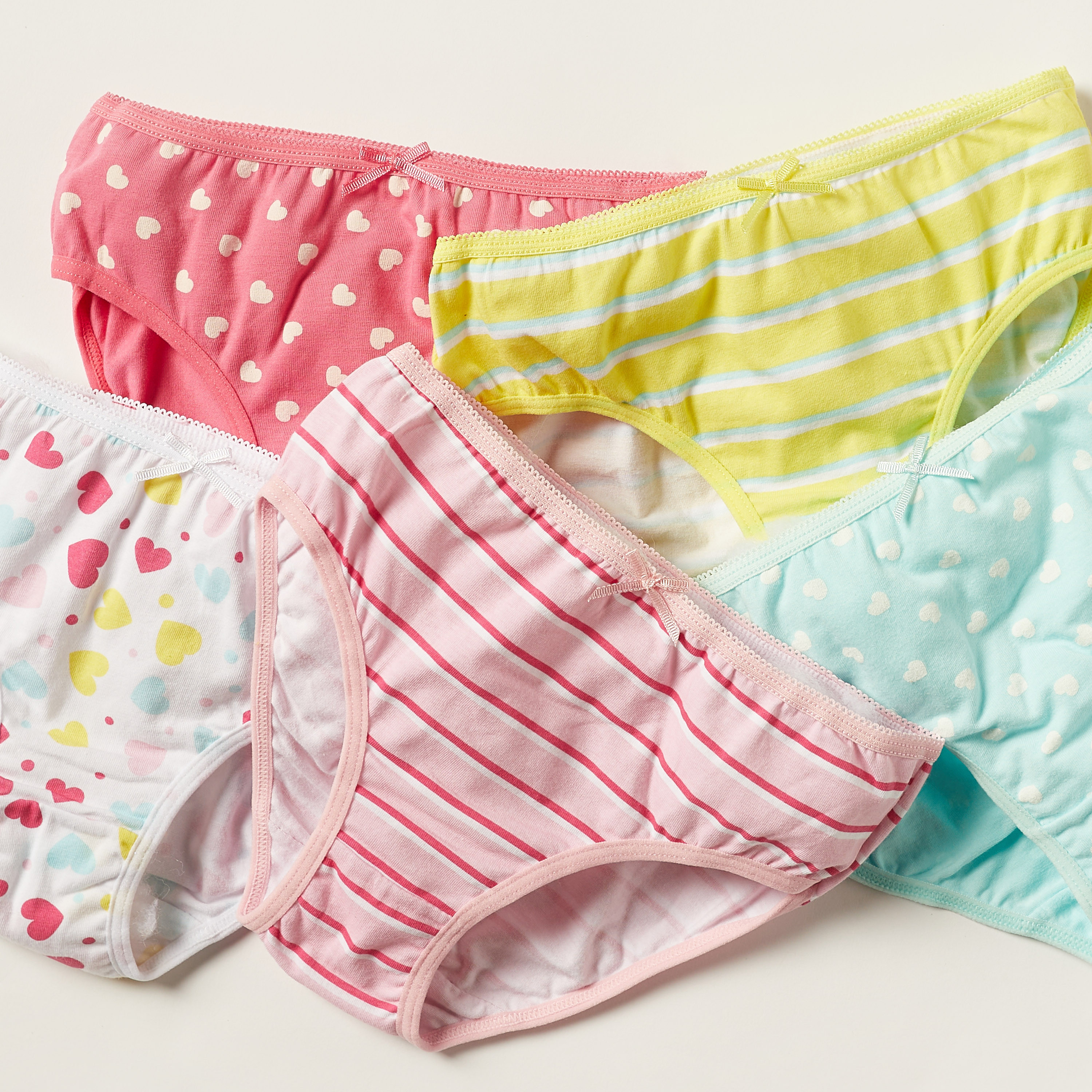 Juniors Printed Briefs with Elasticated Waistband - Set of 5-girls-clothing-multipacks-image-3