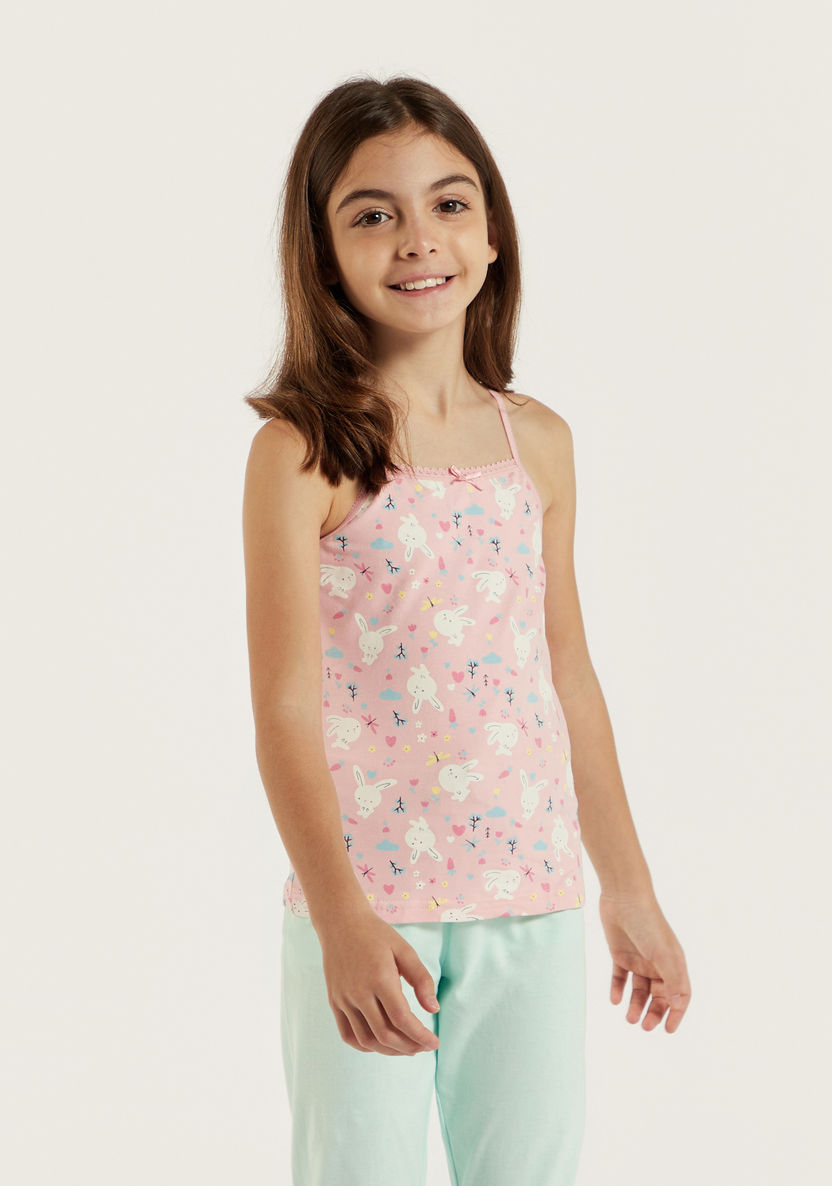 Juniors Printed Camisole with Lace Detail - Set of 3-Vests-image-1