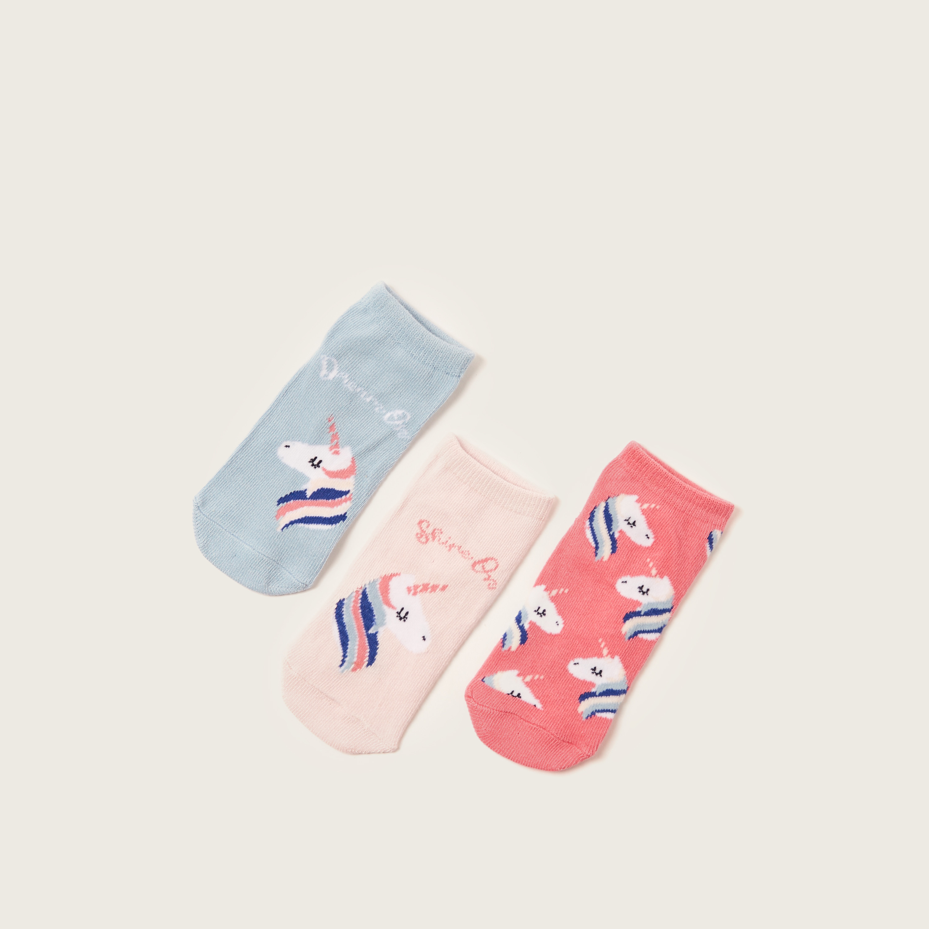 Juniors Unicorn Print Socks - Set of 3-girls-accessories-socks-image-2