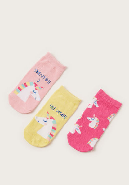 Juniors Unicorn Print Ankle Length Socks - Set of 3