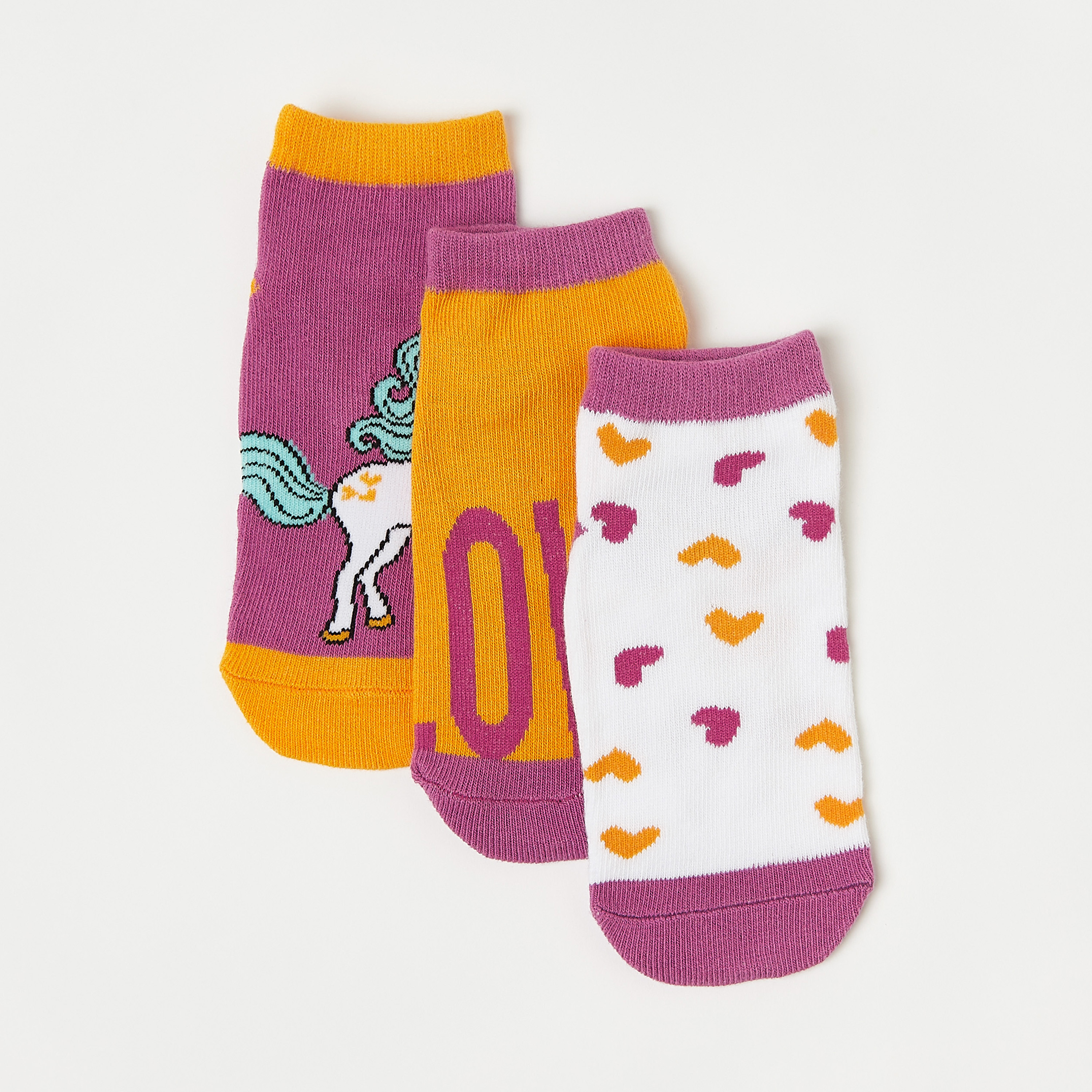 جوارب بطبعات من جونيورز - طقم من 3 أزواج-girls-accessories-socks-image-2