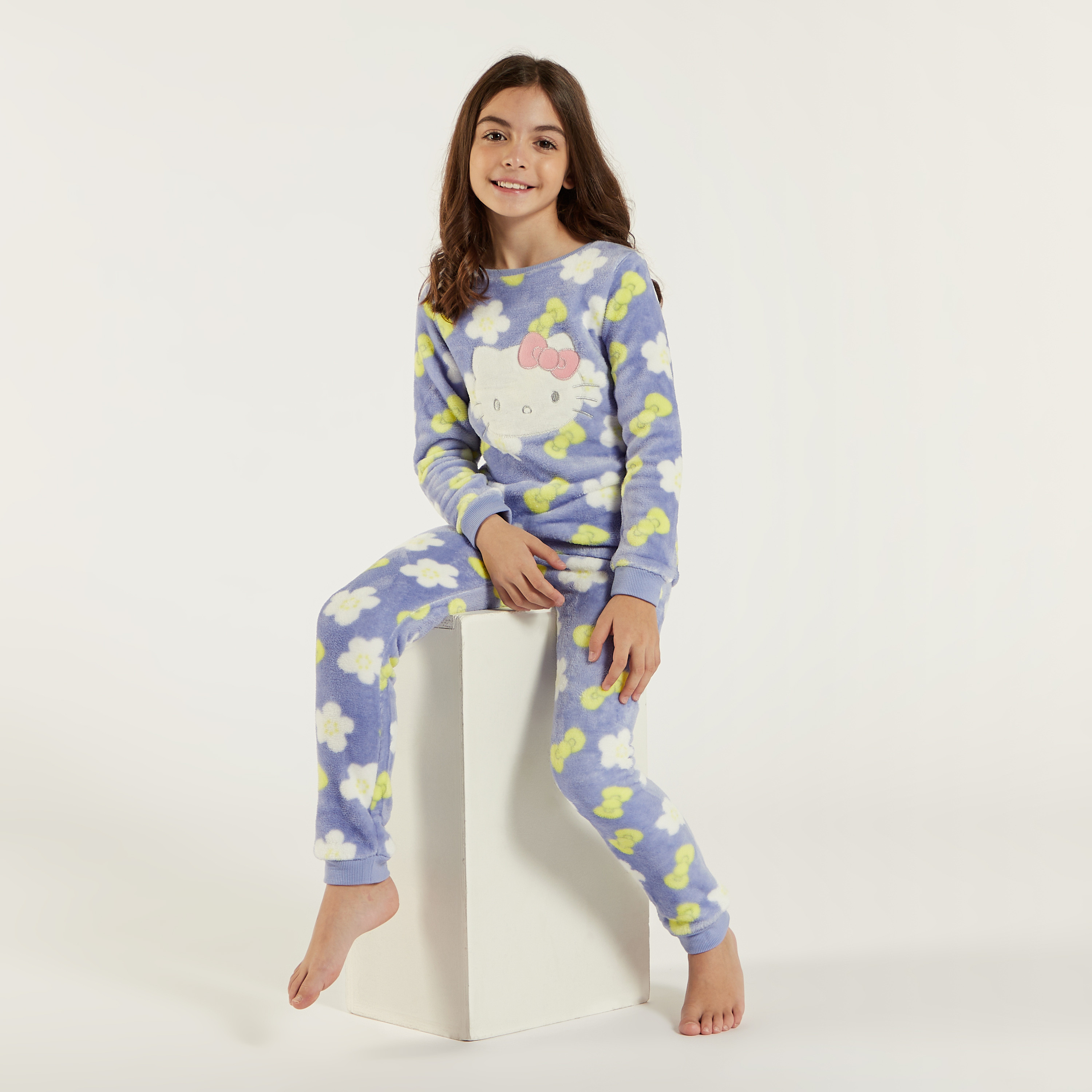 Sanrio Hello Kitty Embroidered T-shirt and Pyjama Set-girls-clothing-nightwear-image-1