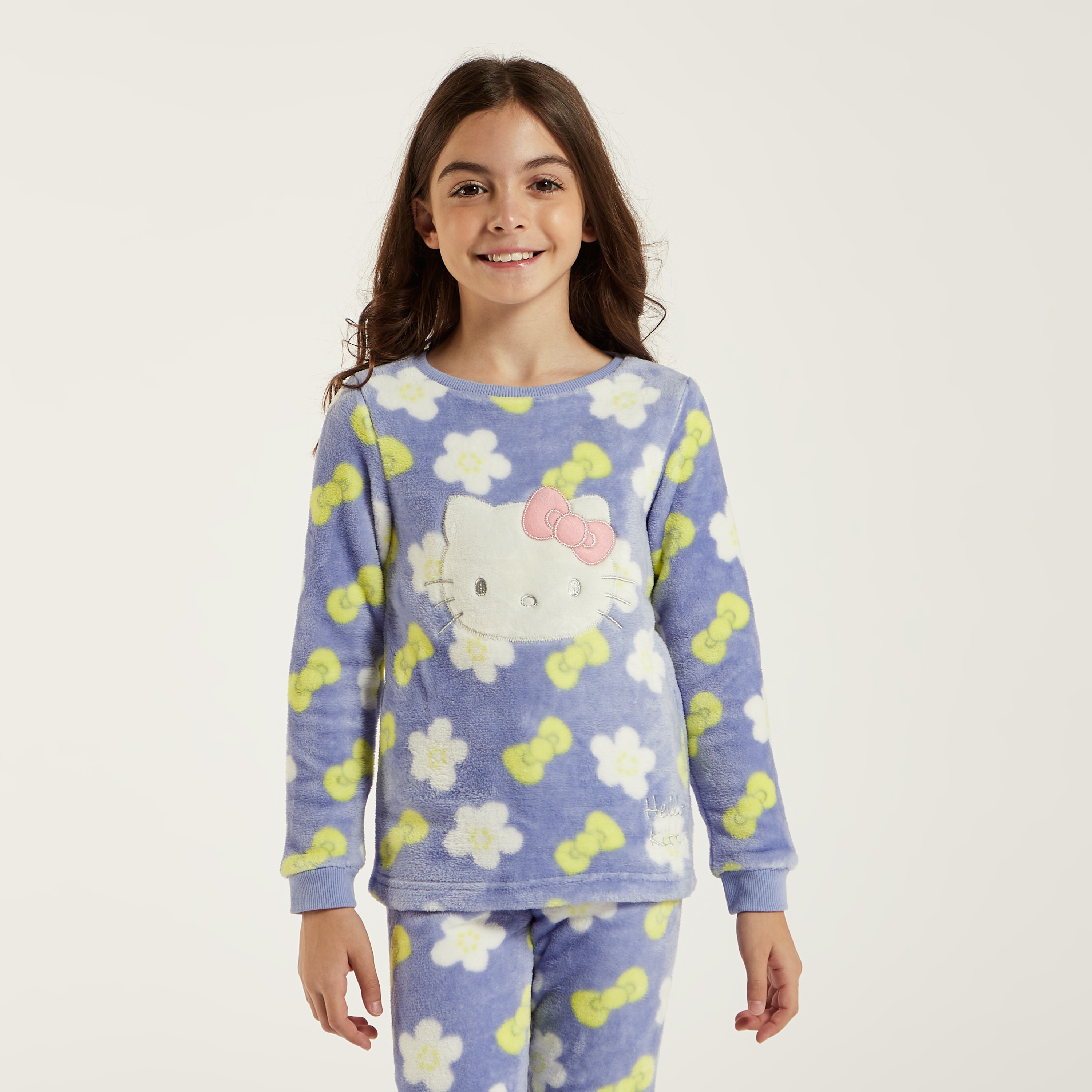 Sanrio Hello Kitty Embroidered T-shirt and Pyjama Set-girls-clothing-nightwear-image-2