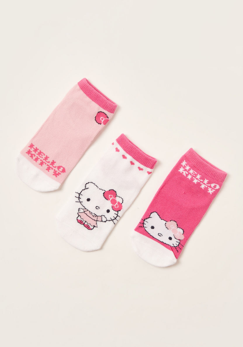 Sanrio Hello Kitty Print Ankle Length Socks - Set of 3-Socks-image-1